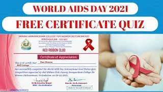 World Aids Day 2021 l Free Certificate Quiz l World Aids Day Quiz l Red Ribbon Club l AIDS Quiz