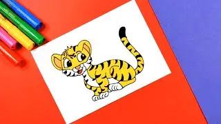 How to Draw a Baby Tiger | Easy Tiger Drawing for Kids | Draw Dots
