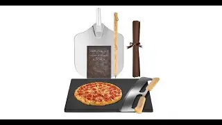 GUGUGO Black Ceramic Pizza Stone Set with Pizza Cutter & Pizza Peel for Oven Baking and BBQ Grill