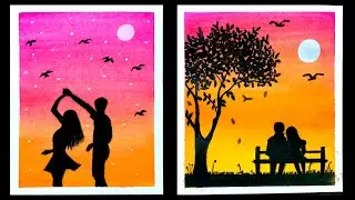 4 Easy Couple Painting Ideas for Beginners | Painting Ideas | poster Colour Painting Ideas