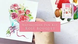 Painting a Rose Bouquet Card for Valentines Day, Using Jean's Watercolor Kit Pages