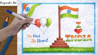 Beautiful Republic Day Drawing Using Tricolour 🇮🇳 | Suryanshu Art