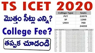 TS ICET 2020 |ts icet total available seats | TS ICET MBA COLLEGES LIST | TS ICET MCA COLLEGES LIST