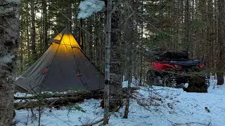 -21c Dangerously Cold, Winter Hot Tent Camping in the freezing Snow