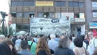 Greek media workers hold protest rally to mark ERT closure anniversary