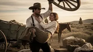 She Was Trapped Under A Fallen Wagon Wheel, The Cowboy Lifted It Off And Carried Her To Safety