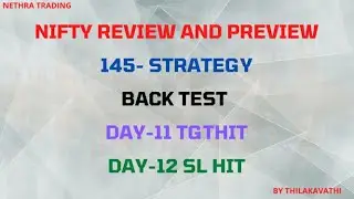 NIFTY REVIEW AND PREVIEW | 145- STRATEGY | BACK TEST DAY-11 TGT HIT | DAY-12 SL HIT