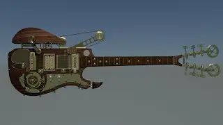 Steampunk guitar 3d model maya 2020 with texture