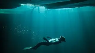 Freedive under a frozen lake