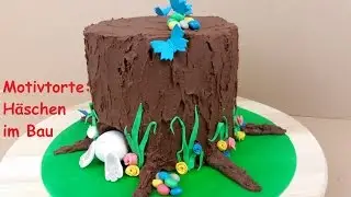 3D-Ostertorte - Häschen im Baumstumpf | Anleitung für eine Motivtorte