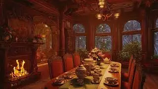 Winter Evening Indoors with Soft Whispering Wind and Warm Fireplace Glow