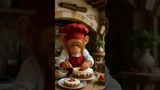 Cute monkey cooking cake 🎂 #ai #monkey #funny #aivideo #cake #cartoon #food #youtubeshorts #trending