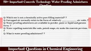 MCQ Questions Concrete Technology Water Proofing Admixtures with Answers