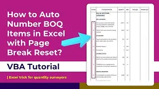 Auto Number BOQ Items in Excel with VBA (Page Break Reset Feature) | GIQS