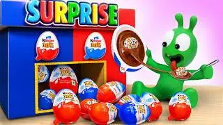 Pea Pea Open Kinder Surprise Egg in Vending Machine - Cartoon for kids
