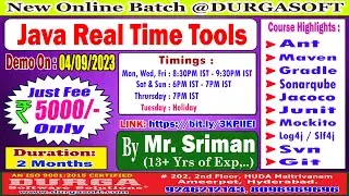 JAVA REAL TIME TOOLS Online Training @ DURGASOFT