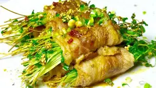 Savory Beef Pea Shoots Rolls with Citrus Soy Sauce