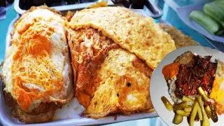 Ultimate grilled pork rice, delicious breakfast for $1.50, Cambodian street food