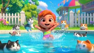 Six Little Kittens Jumping in the Pool | Funny Cat Rhyme | Nursery Rhymes & Kids Songs