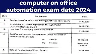 computer on office automation exam date 2024 update