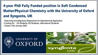 University of Oxford PhD position Chemistry Fellowship PhD in Physical Chemistry Oxford University