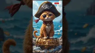 Pirate Treasure Cat with Gold Chest 🏴&zwj;☠️💰