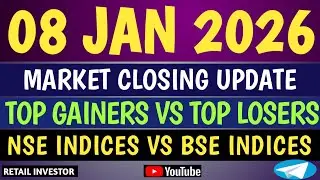 08 JANUARY 2026 | MARKET CLOSING UPDATE | TOP GAINER & TOP LOSER | #nifty50 #sensex