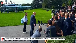 🇺🇸 Президент Трамп общается с прессой перед Кубком Райдера с внучкой Кай Трамп