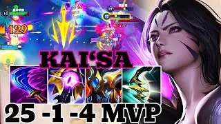 WILD RIFT KAI‘SA ADC GAMEPLAY | 25 -1 -4 MVP | KAI‘SA BUILD RUNES