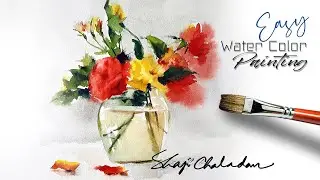 Flower Vase | Watercolor Painting | Still life | Primary colors only