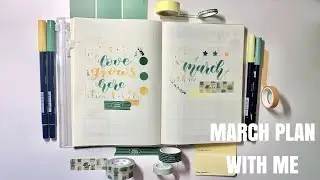 march 2020 bullet journal setup // plan with me // plant theme
