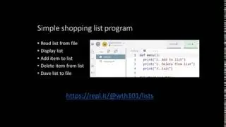 Code walkthrough Python shopping list program