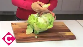 The fastest way to core a head of iceberg lettuce
