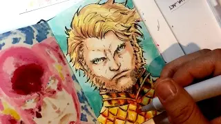 Drawing AQUAMAN with COPIC MARKERS
