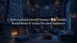 Dark Academia Library Fireplace 📚🔥 Leather-Bound Books & Gentle Fire Glow Ambience