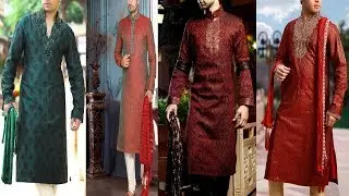 Latest  Mehndi Wear Men Kurta Dress Design Collection 2018