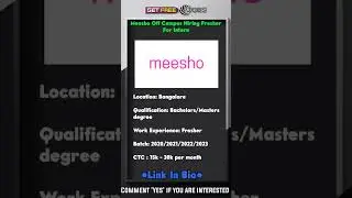 Meesho Off Campus Hiring Fresher For Intern | Bangalore #hiring #hiringfreshers #nowhiring
