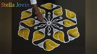 13 x 7 dots | Beautiful Rangoli with dots | Pulli kolam @RangolibyStellaJovin