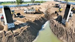 Update on Project Delete Pond Pushing Soil Sand Filling Up Wheel Loader, SHACMAN Truck 25.5Ton