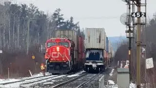 Train Meet! CN Z126 & CN Q107 at Zephyr