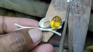 Pukhraj stone silver ring making ! Handmade jewellery 