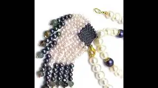 Elegant Plain Pearl & Multi Tourmaline Tassel Embellishment Natural Gemstone Necklace