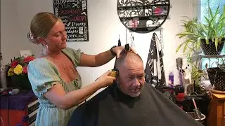 Ladybarber Gives Bald Fade To Her Husband 