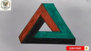 Easy 3D Trick Art Drawing the Penrose Triangle|Impossible Figure Drawing Tutorial Penrose Triangle📐