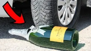 ЧТО БУДЕТ если ПЕРЕЕХАТЬ ОГРОМНУЮ БУТЫЛКУ ШАМПАНСКОГО