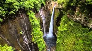 Helicopter flight over Reunion Island