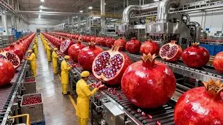 Inside a Pomegranate Juice Plant Factory : From Whole Fruit to Bottle Juice (Full Process)