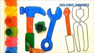 Glitter Toy Repair Tools coloring and drawing for Kids nursery rhyme