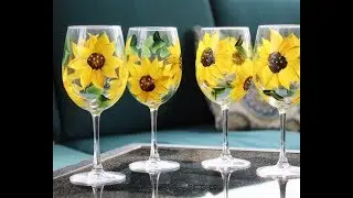 Hand Painting a Sunflower Wine Glass
