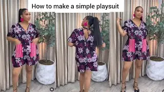 How to make a simple playsuit with pocket // short jumpsuit #viral 